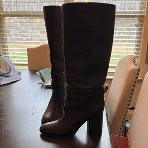 Classic Black Women's Tall Block-Heel Boots